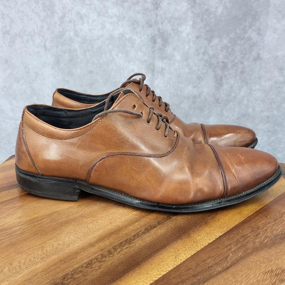 Stacy Adams Oxford Shoes Mens 10.5 Brown Leather Dress Shoes Cap Toe